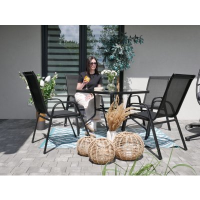Pro-Tech shop Sada zahradního nábytku – černá (4 židle + čtvercový stolek) 62188 TIH3521 – Hledejceny.cz