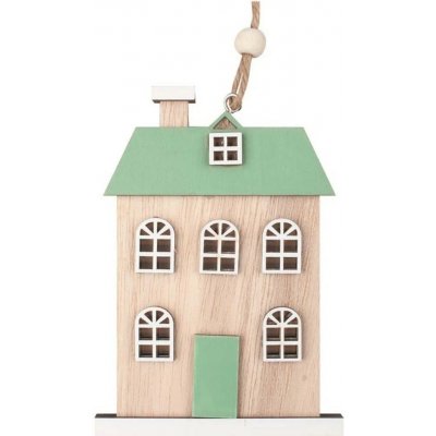 Anděl Přerov Dřevěný domek na zavěšení, zelený 8,5 x 11,5 x 0,5 cm – Hledejceny.cz