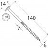 Vrut speciální DOMAX CT tesařský konstrukční vrut s talířovou hlavou zinek žlutý DMX ø (mm): 6, délka vrutu: 140, TORX: T30