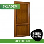 SKLADOVÁ-OKNA REHAU Smartline+ plné Bílá dovnitř / Zlatý dub ven pravé 98 x 208 cm – Hledejceny.cz