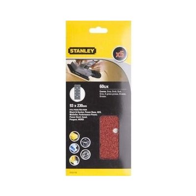 Stanley Brusné papíry pro vibrační brusku 93 x 230 mm děrované, P60, Black+Decker, AEG, 5 ks - ST-STA31156-XJ