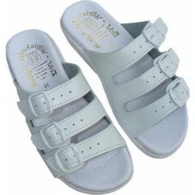 Fusbet dámské pantofle hladké třípáskové bílá – Zboží Dáma