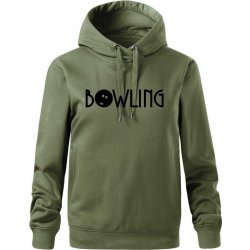 Bowling nápis Oversized mikina dámská Moon kratší + širší Khaki