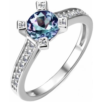 Royal Fashion stříbrný pozlacený prsten Alexandrit DGRS0036 WG