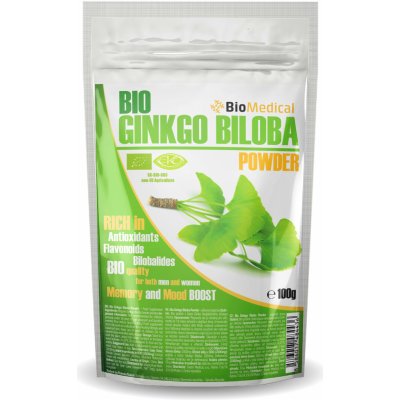 BioMedical Bio Ginkgo Biloba Powder Bio prášek z listů Ginka 100 g – Hledejceny.cz