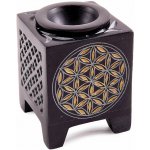 Mani Bhadra Aroma lampa Flower of life Květ života Mastek Černo zlatá 8 x 6 x 6 cm – Zboží Dáma