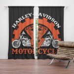 Sablio Závěs Harley-Davidson motor Černé pozadí: 2ks 140x250cm – Hledejceny.cz