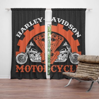 Sablio Závěs Harley-Davidson motor Černé pozadí: 2ks 140x250cm – Hledejceny.cz