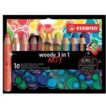 STABILO woody Pastelka vodovka & voskovka v jednom 3 v 1 ARTY 10 ks pouzdro s ořezávátkem – Hledejceny.cz