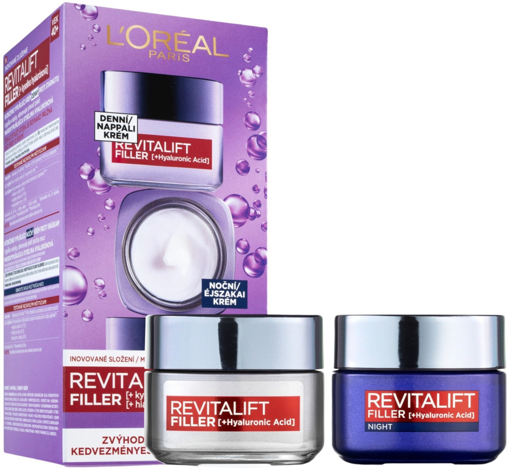 L\'Oréal Paris Revitalift Filler HA denní pleťový krém Revitalift Filler HA 50 ml + noční pleťový krém Revitalift Filler HA 50 ml dárková sada