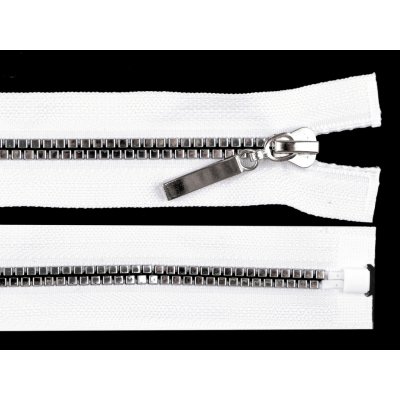 Kostěný zip šíře 5 mm, délka 40 cm, čtvercové zuby - bílý/stříbrný – Hledejceny.cz