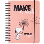 CurePink Poznámkový blok Snoopy Make A Wish Kroužková vazba A5 14,8 x 21,0 cm – Hledejceny.cz