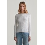 Gant STRETCH COTTON CABLE C-NECK bílá – Zboží Dáma