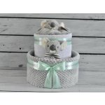 dortNEdort Dvoupatrový plenkový dort zdobený dvěma koalami Miminku už je víc než půl roku,NEdortu nebo vzor deky: Mint mašle a neutrální náplň – Hledejceny.cz