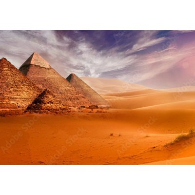 WEBLUX 293515177 Fototapeta vliesová Giseh pyramids in Cairo in Egypt desert sand sun rozměry 145 x 100 cm