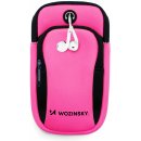 Pouzdro Wozinsky WABPI1 sportovní na rameno s prostupem na sluchátka / 2x kapsa růžové