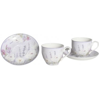 HOME ELEMENTS Šálek Home Elements dvou porcelánových šálků s podšálky Levandule 270 ml – Zboží Mobilmania