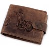 Peněženka Pánská peněženka kožená pro myslivce rybáře motorkáře 9,5x12 cm 4 hnědá motorka