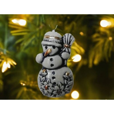 Keramikaportal.eu. Sněhulák pro štěstí. Drobná zlacená modrá keramická maličkost,6x3cm s očkem na pověšení.Od českých keramiků. – Zboží Mobilmania