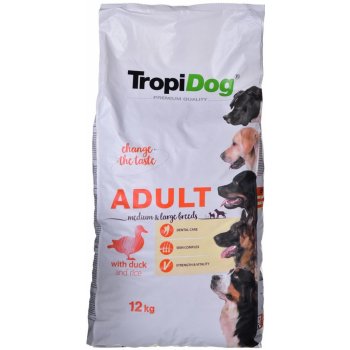 TROPIDOG Premium adult Medium & Large breed s kachnou a rýží 12 kg