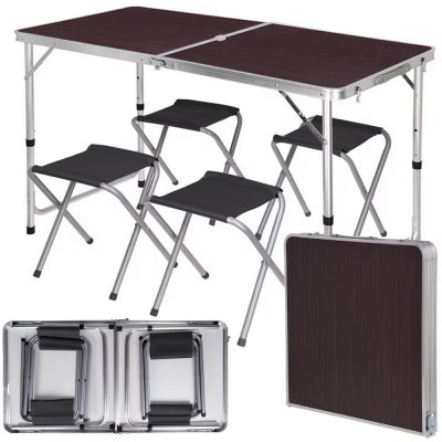 Verk 14469 Skládací kempingový set pro 4 osoby hnědý – Hledejceny.cz