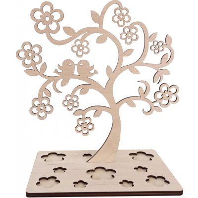 MAJADESIGN Stojánek na šperky - strom s květy a ptáčky dřevěný Provedení: Bez gravírování