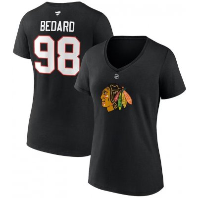 Fanatics Connor Bedard #98 Chicago Blackhawks Draft 2023 Stack Logo Name & Number V-Neck Black – Zboží Mobilmania