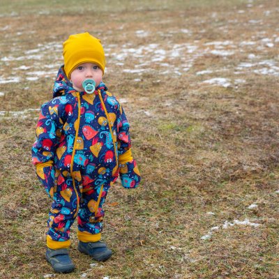 ESITO Dětská softshellová kombinéza s fleecem Bubulíni okrová – Zboží Mobilmania