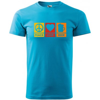 Dobrý Triko pánské tričko Peace Love beer Tyrkysová – Hledejceny.cz