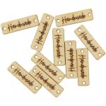Natana dřevěný štítek 25x7mm Hand made 10 kusů – Zboží Dáma