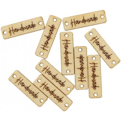 Natana dřevěný štítek 25x7mm Hand made 10 kusů – Zboží Dáma