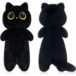 1Mcz Roztomilý plyšový polštář Kočka s velkýma očima 60cm černý – Zboží Mobilmania