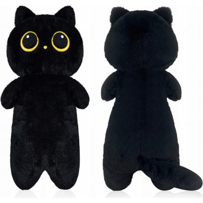 1Mcz Roztomilý plyšový polštář Kočka s velkýma očima 60cm černý – Zboží Mobilmania