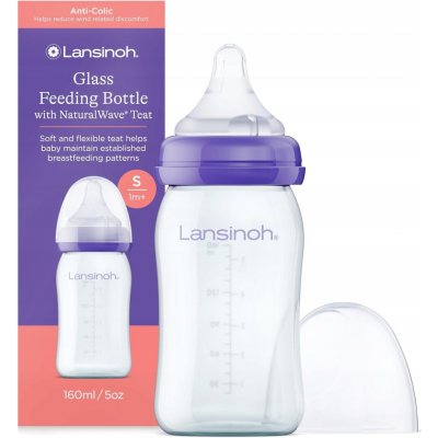 Lansinoh skleněná kojenecká láhev s NaturalWave TM savičkou savička S 160ml – Sleviste.cz