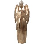 Clayre & Eef Zlatá antik kovová dekorace anděl v životní velikosti Christmas Angel 74*31*204 cm – Hledejceny.cz
