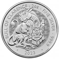 Royal Mint Stříbrná mince The Bull of Clarence Tudor Beasts 2023 2 oz