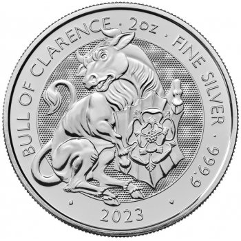 Royal Mint Stříbrná mince The Bull of Clarence Tudor Beasts 2023 2 oz