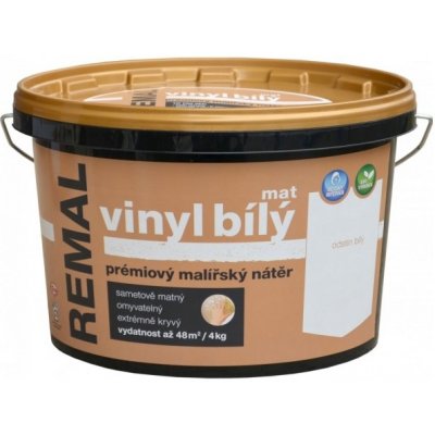 Barvy A Laky Hostivař Remal Vinyl mat, prémiová malířská barva, omyvatelná, bílá, 4 kg