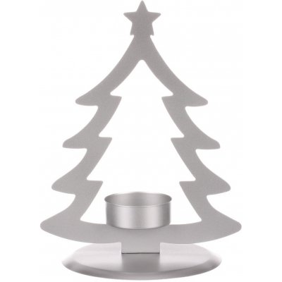 Autronic Svícen kovový ve tvaru stromku na čajovou svíčku matná stříbrná. CP151094-STRIBRNA
