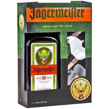 Jägermeister 35% 1 l (dárkové balení 3 sklenice)