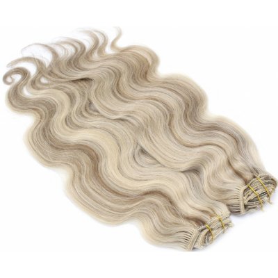 Deluxe clip in vlasy vlnité 100% lidské REMY 50cm platina/světle hnědá – Hledejceny.cz