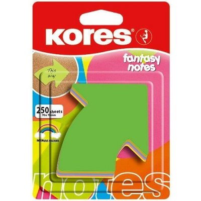 KORES Neonové bločky 70x70mm "ARROW" tvar šipky / 250 lístků v bločku, mix 5 barev – Hledejceny.cz