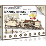 WOODEN CITY 3D puzzle Dřevěný Express s tendrem a kolejemi 580 ks – Zboží Mobilmania