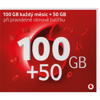 Vodafone SIM Předplacená karta GIGA 100GB + 50Kč kredit Forma SIM: Klasická SIM karta – Zboží Mobilmania