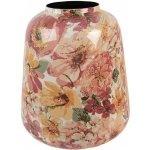 Růžová kovová dekorační váza s květy Margo - Ø 21*25 cm - Clayre & Eef – Hledejceny.cz