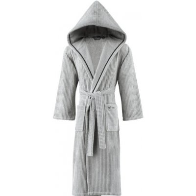 Soft Cotton Unisex župan Stripe s kapucí šedá – Zboží Dáma