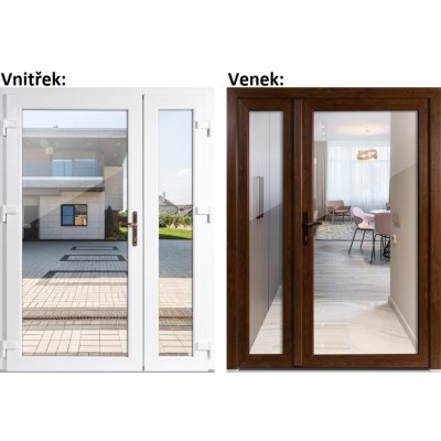 Soft Dvoukřídlé vchodové 3/3 sklo čiré Zlatý dub/bílá levé 150 x 200 cm – Hledejceny.cz