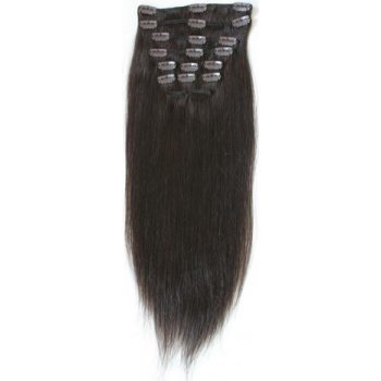 Tmavě hnědé vlasy Clip in set, 10 ks, 50 cm, REMY, 160g (002)