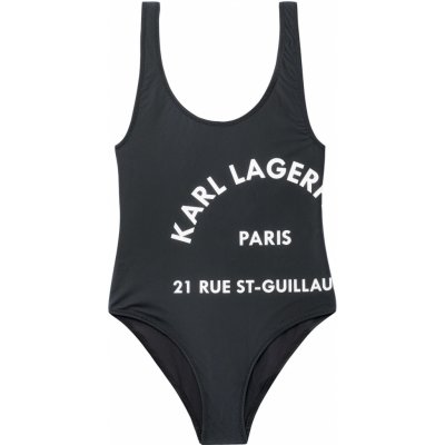 Karl Lagerfeld dámské jednodílné plavky Logo Print Swimsuit černé