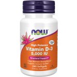 NOW Foods Vitamin D3 5000IU 240 softgel kapslí – Hledejceny.cz